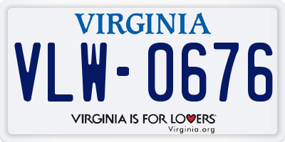 VA license plate VLW0676