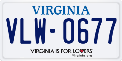 VA license plate VLW0677