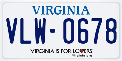 VA license plate VLW0678