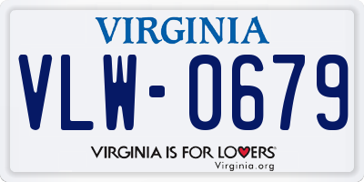 VA license plate VLW0679