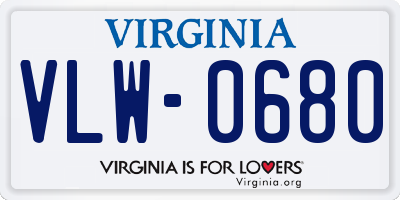 VA license plate VLW0680