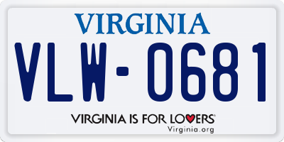 VA license plate VLW0681