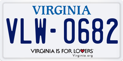 VA license plate VLW0682