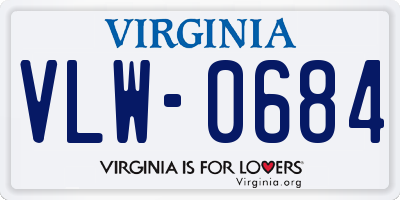 VA license plate VLW0684