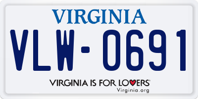 VA license plate VLW0691