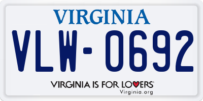 VA license plate VLW0692