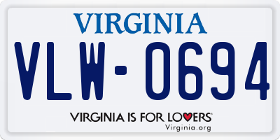 VA license plate VLW0694