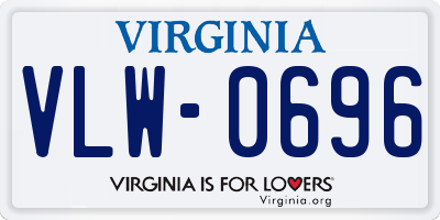 VA license plate VLW0696