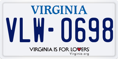 VA license plate VLW0698