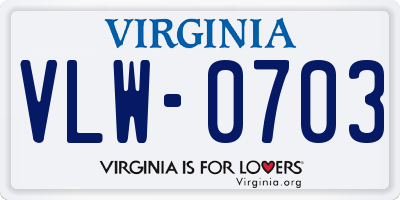 VA license plate VLW0703