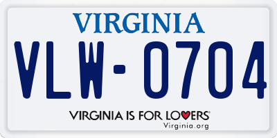 VA license plate VLW0704