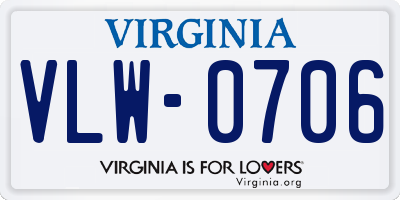 VA license plate VLW0706