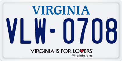 VA license plate VLW0708