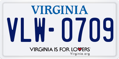 VA license plate VLW0709