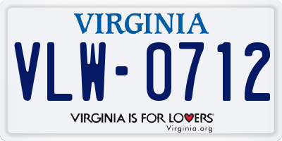 VA license plate VLW0712