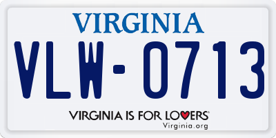 VA license plate VLW0713