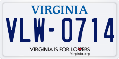 VA license plate VLW0714