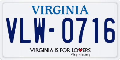 VA license plate VLW0716