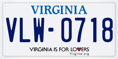 VA license plate VLW0718