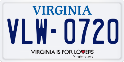 VA license plate VLW0720