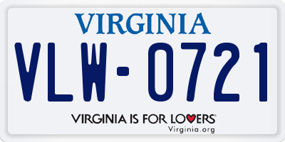 VA license plate VLW0721