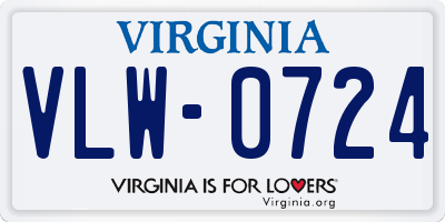 VA license plate VLW0724