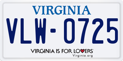 VA license plate VLW0725