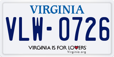 VA license plate VLW0726