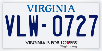 VA license plate VLW0727