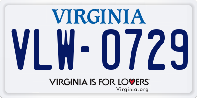 VA license plate VLW0729