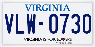 VA license plate VLW0730