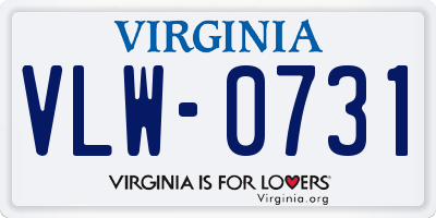 VA license plate VLW0731