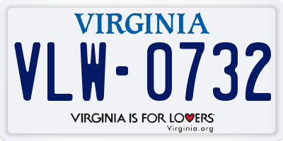 VA license plate VLW0732