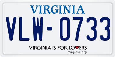 VA license plate VLW0733