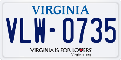 VA license plate VLW0735