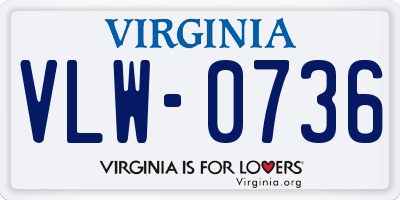 VA license plate VLW0736