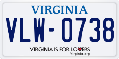 VA license plate VLW0738