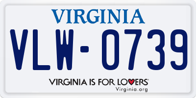 VA license plate VLW0739