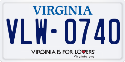 VA license plate VLW0740