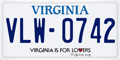 VA license plate VLW0742