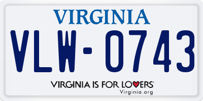 VA license plate VLW0743