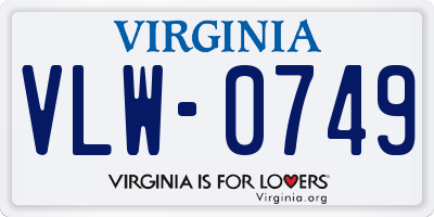 VA license plate VLW0749