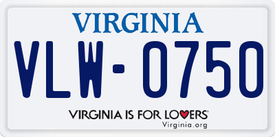 VA license plate VLW0750