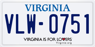 VA license plate VLW0751