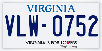 VA license plate VLW0752