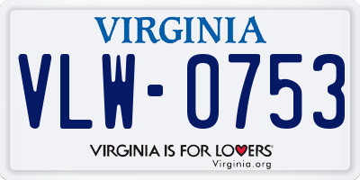 VA license plate VLW0753