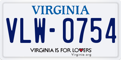 VA license plate VLW0754