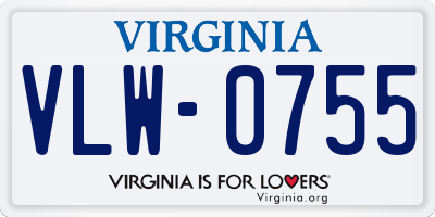 VA license plate VLW0755