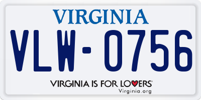 VA license plate VLW0756