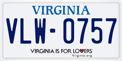 VA license plate VLW0757